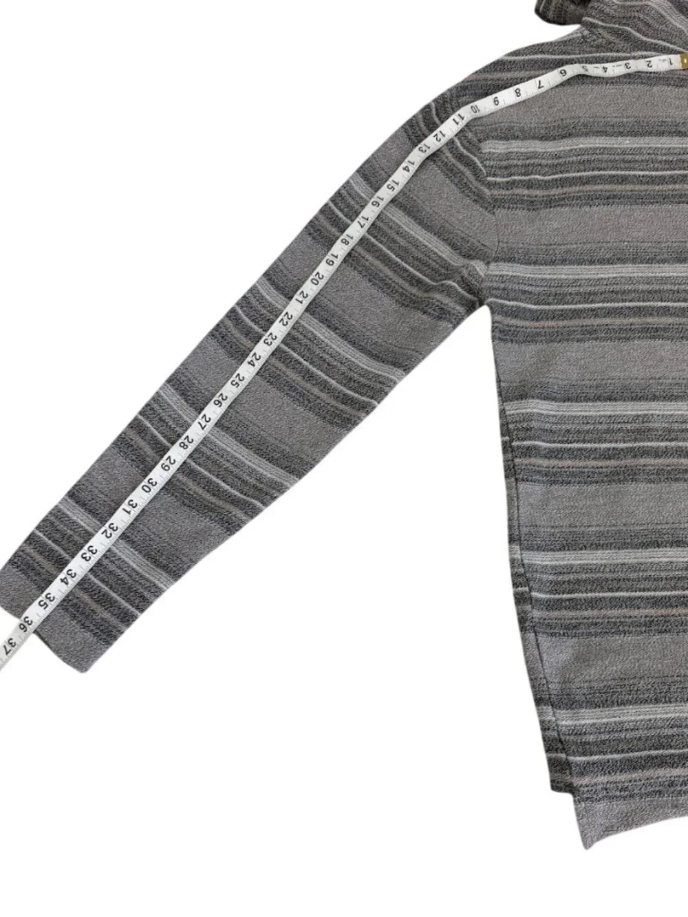 Departwest Buckle Striped Pullover Hoodie Mens Large Gray Baja Sweater - Picture 7 of 8